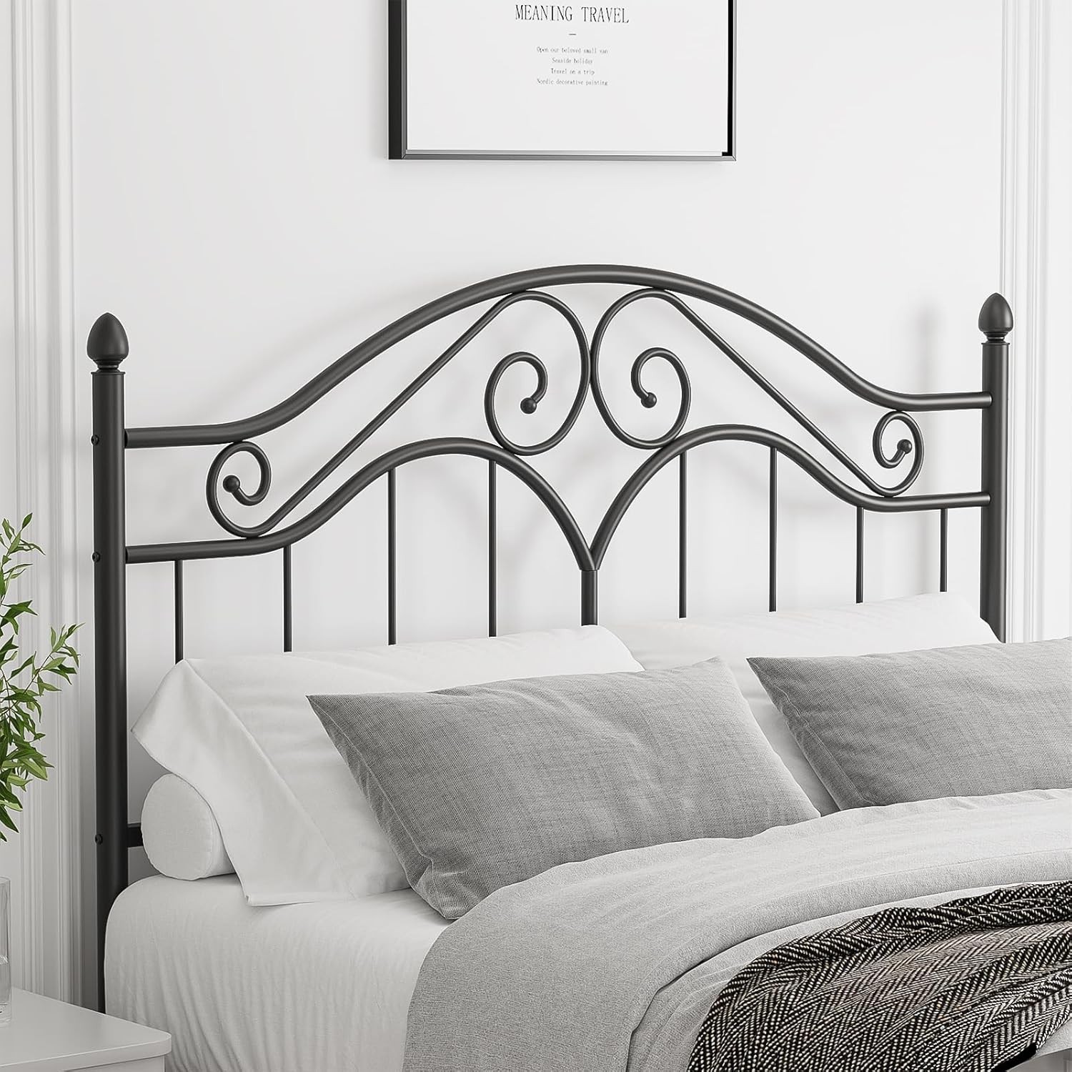 Full Size Bed Frame Vintage Platform Bed Metal Headboard Only For Adults, Childs