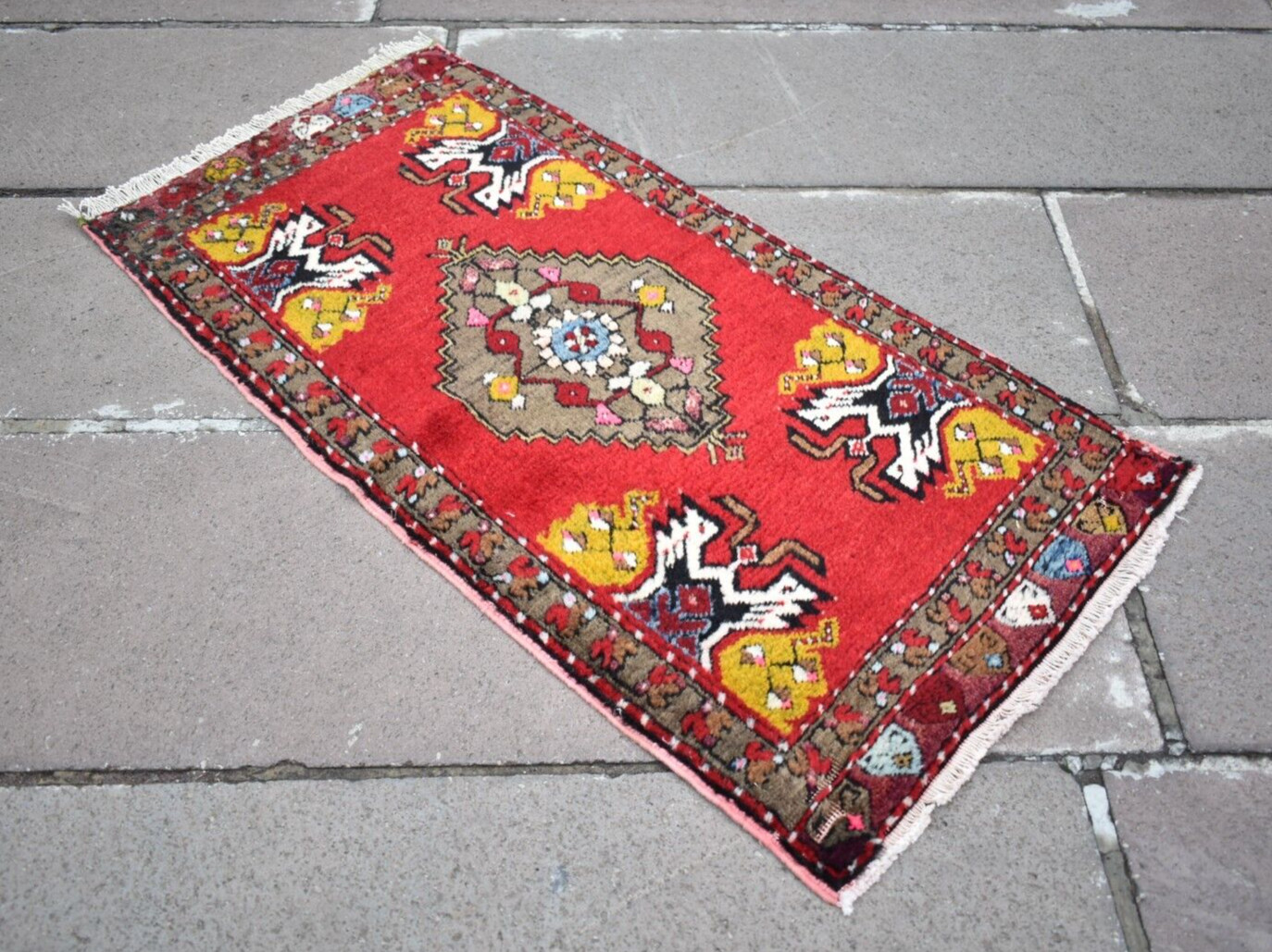 Vintage Turkish Rug 18” x 35” Hand-knotted Rug Door Mat Home Decor Wool Rug