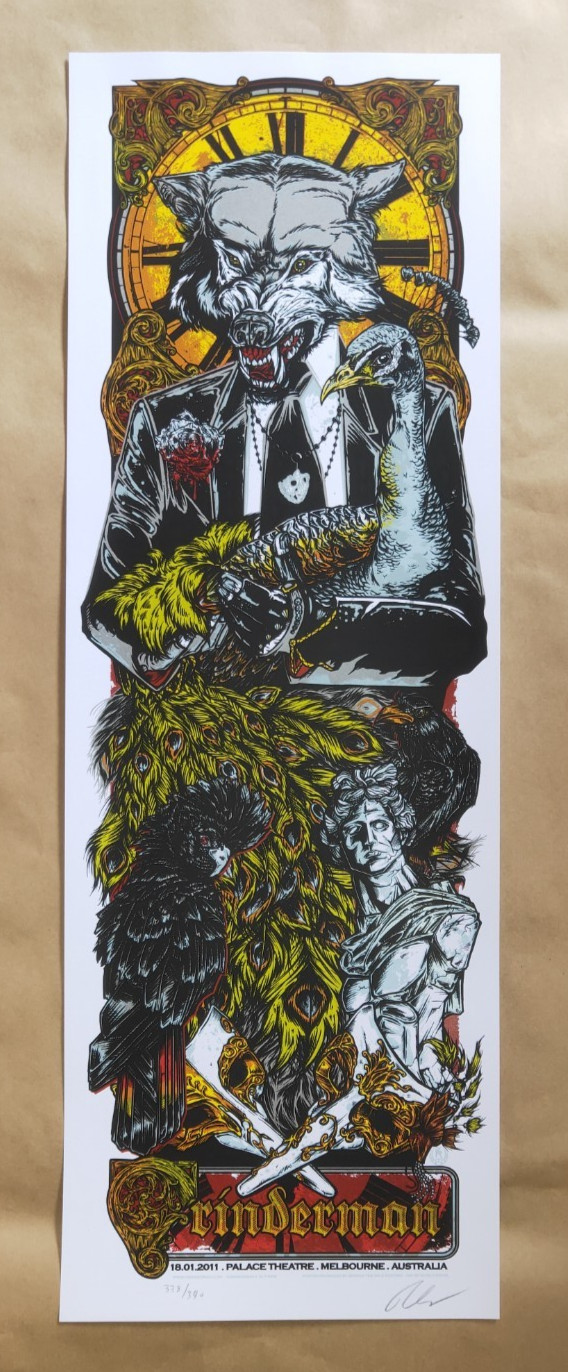 GRINDERMAN NICK CAVE MELBOURNE 2011 SILKSCREEN CON POSTER ART RHYS COOPER S/N
