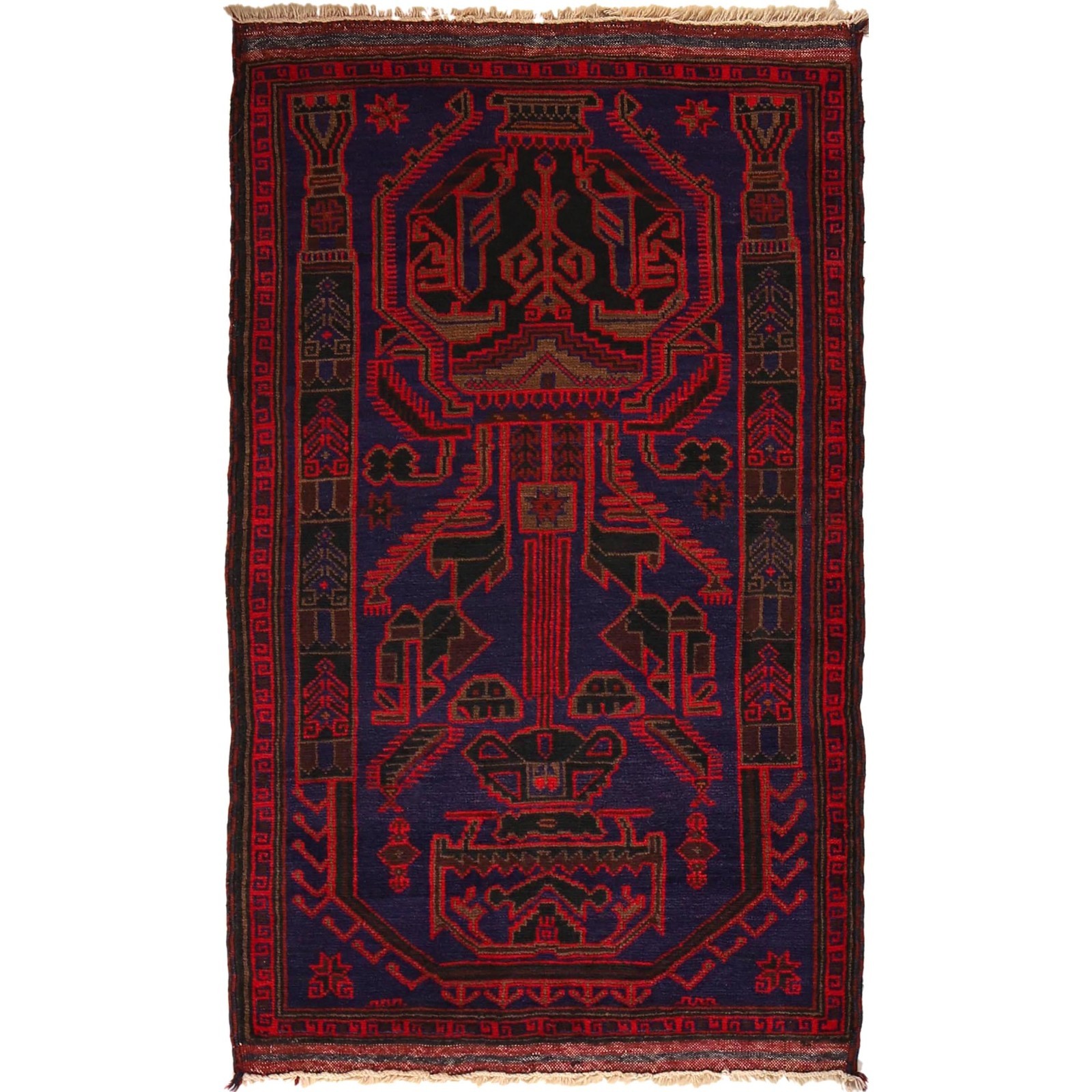 Handmade Balochi Rug Tribal Area Carpet 4.7×3 ft