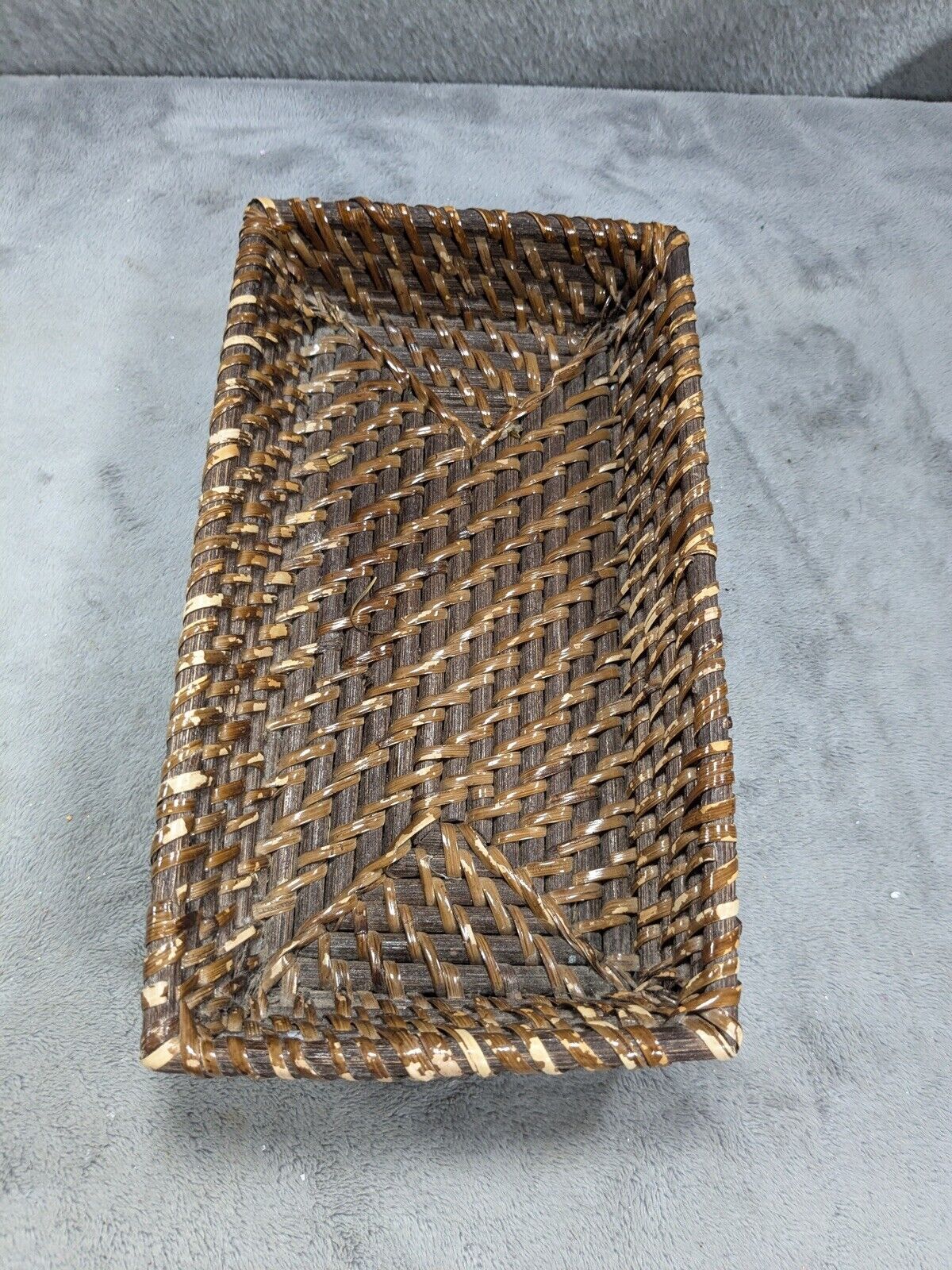 Basket Pencil Box Tidy Storage Rattan Art Deco Home Design 9.5” X 5.5”