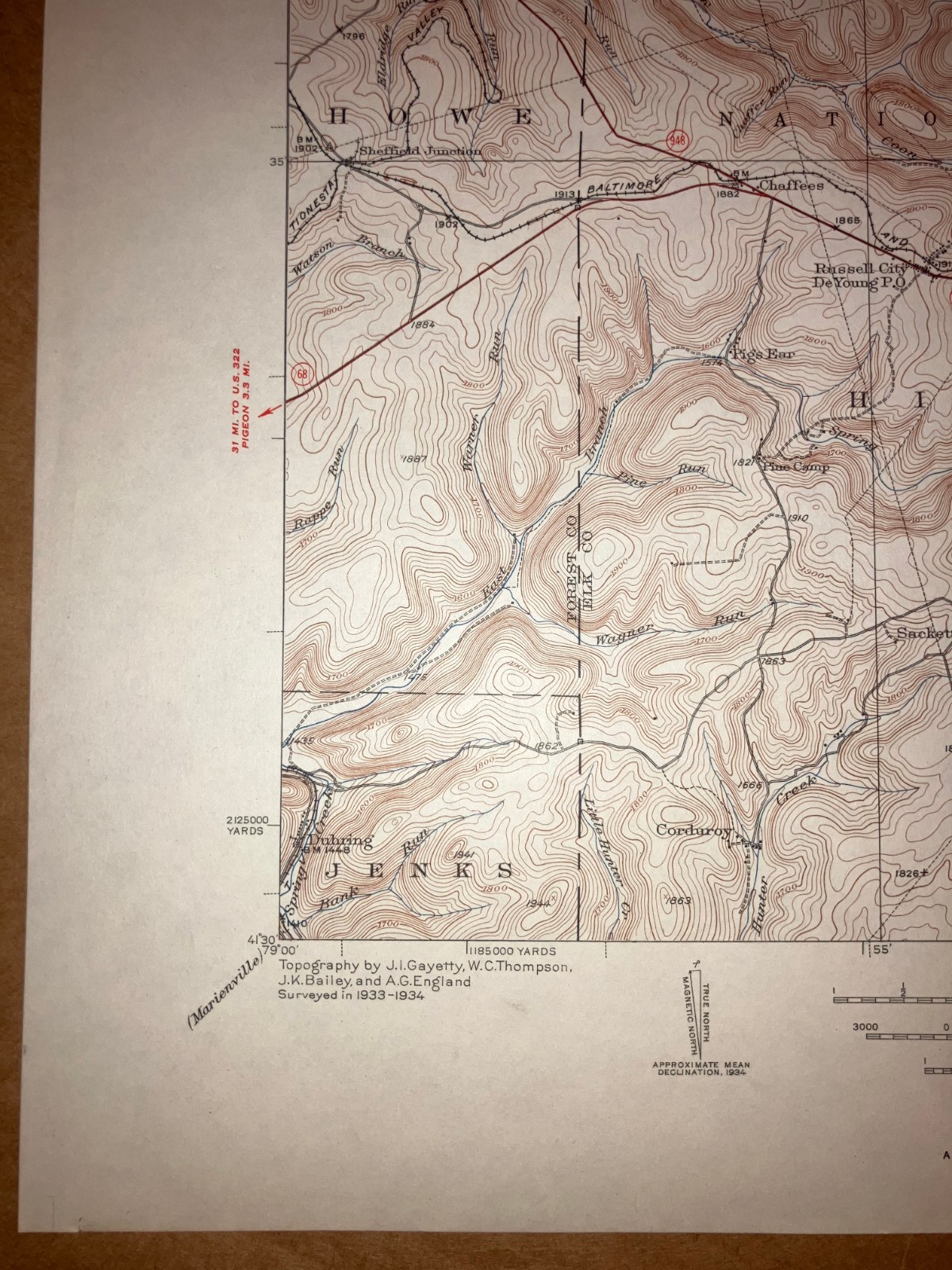 Kane PA McKean County Old USGS Topographical Geological Survey Quadrangle Map