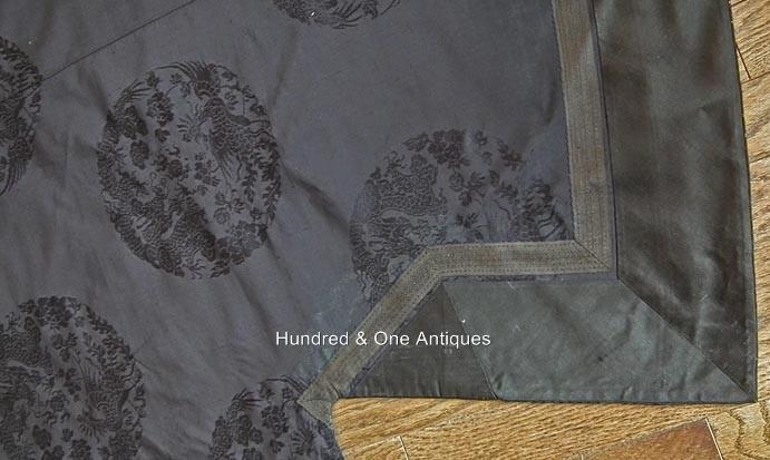 Antique Chinese Qing Dynasty Robe Dark Blue Gauze Silk with Dragon & Phoenix
