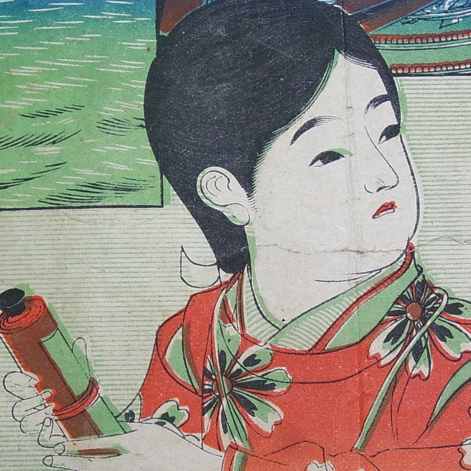 Antique Lithograph/Samurai Commander in History/Similar to Woodblock Print/G275a