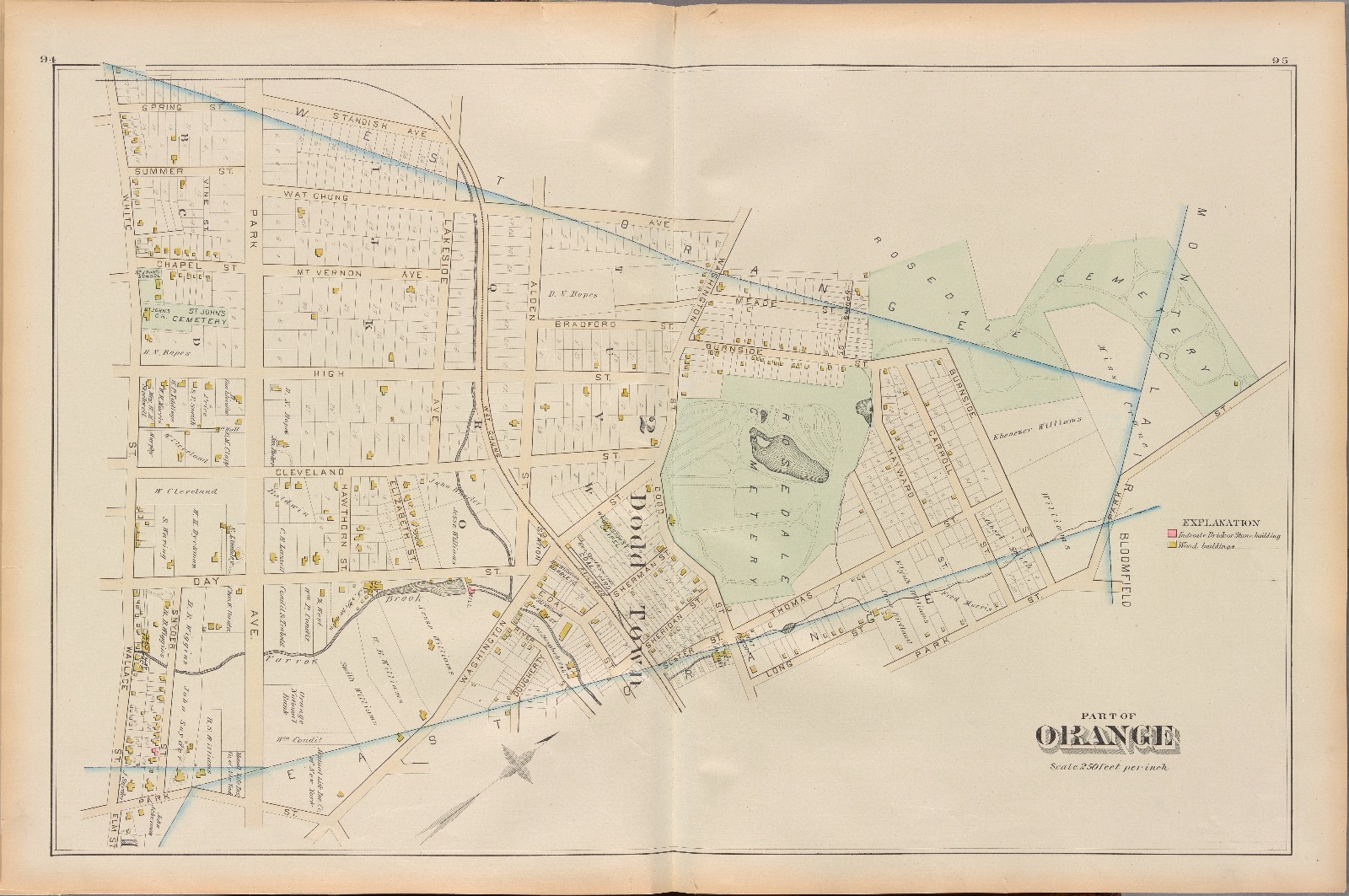 1904 E ROBINSON ESSEX COUNTY ORANGE NEW JERSEY, ROSEDALE CEMETERY PLAT ATLAS MAP