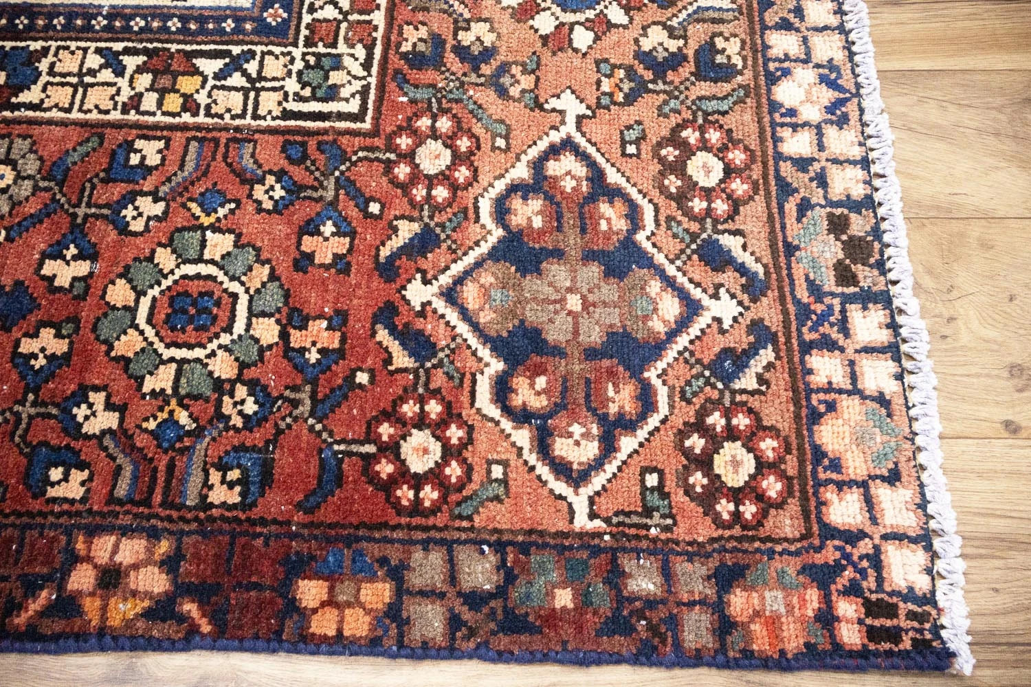 8’9 x 10’5 ft Semi-Antique Handmade Geometric Wool Living Room Carpet