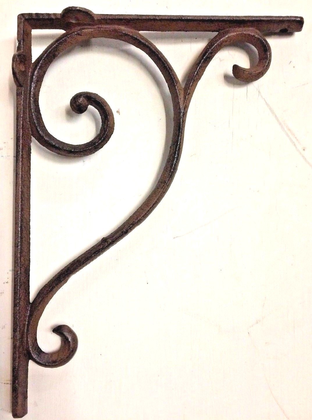 LARGE RUSTIC BROWN SCROLL BRACE/BRACKET vintage looking patina finish