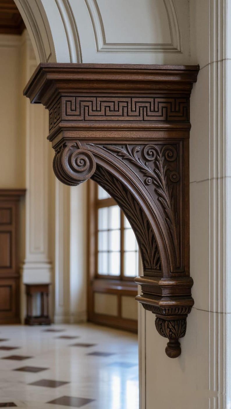 Handcrafted Wooden Corbel Elegant Carved Wall Bracket