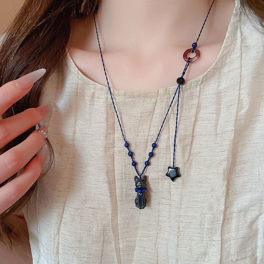 Ceramic Necklace New Chinese Style Pendant Necklace for Women Fashion Accessory