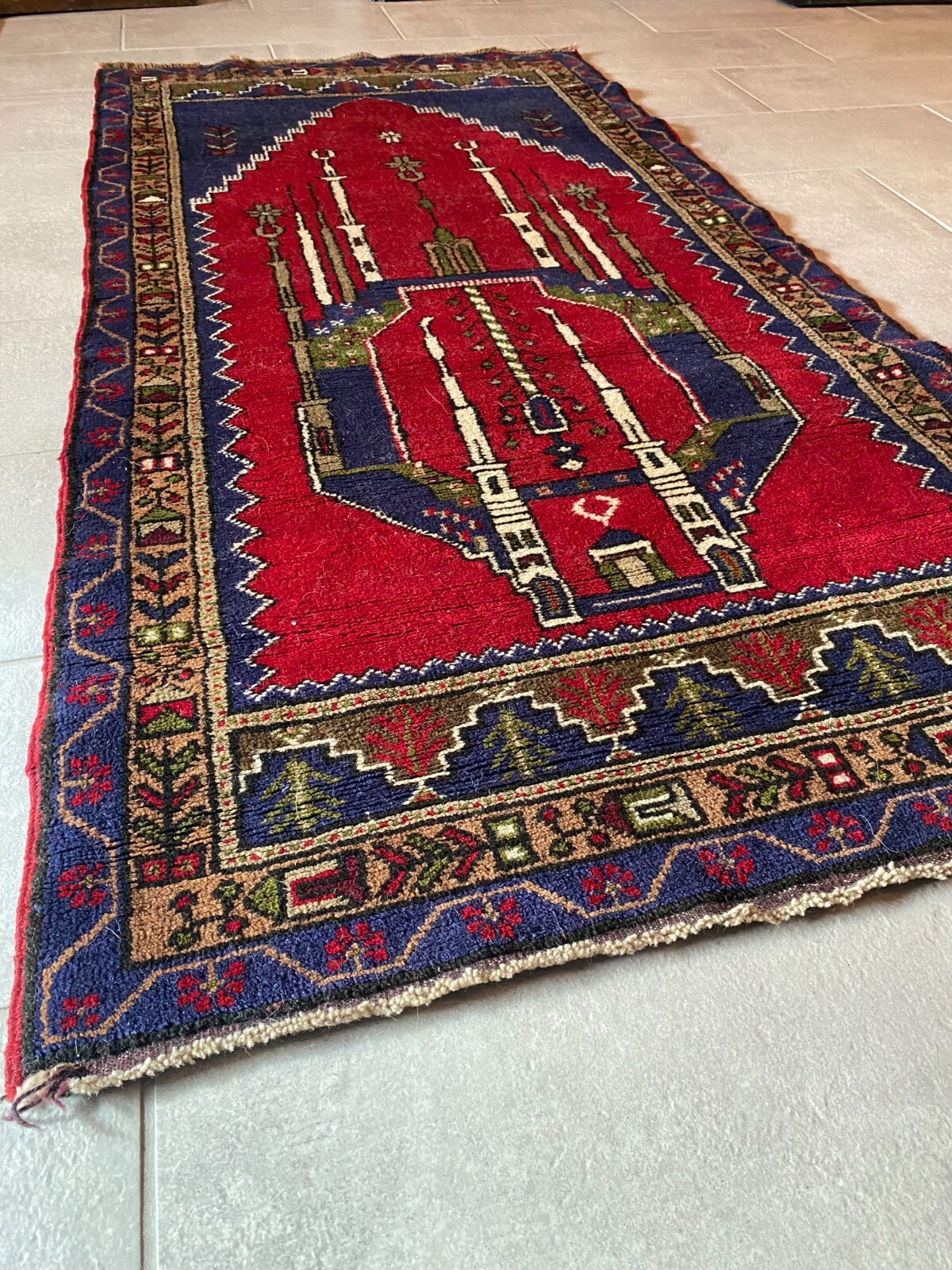 Beautiful Turkish Kars Wool Area Rug 3’4″x6’7″ Red/Green/Blue/Beige