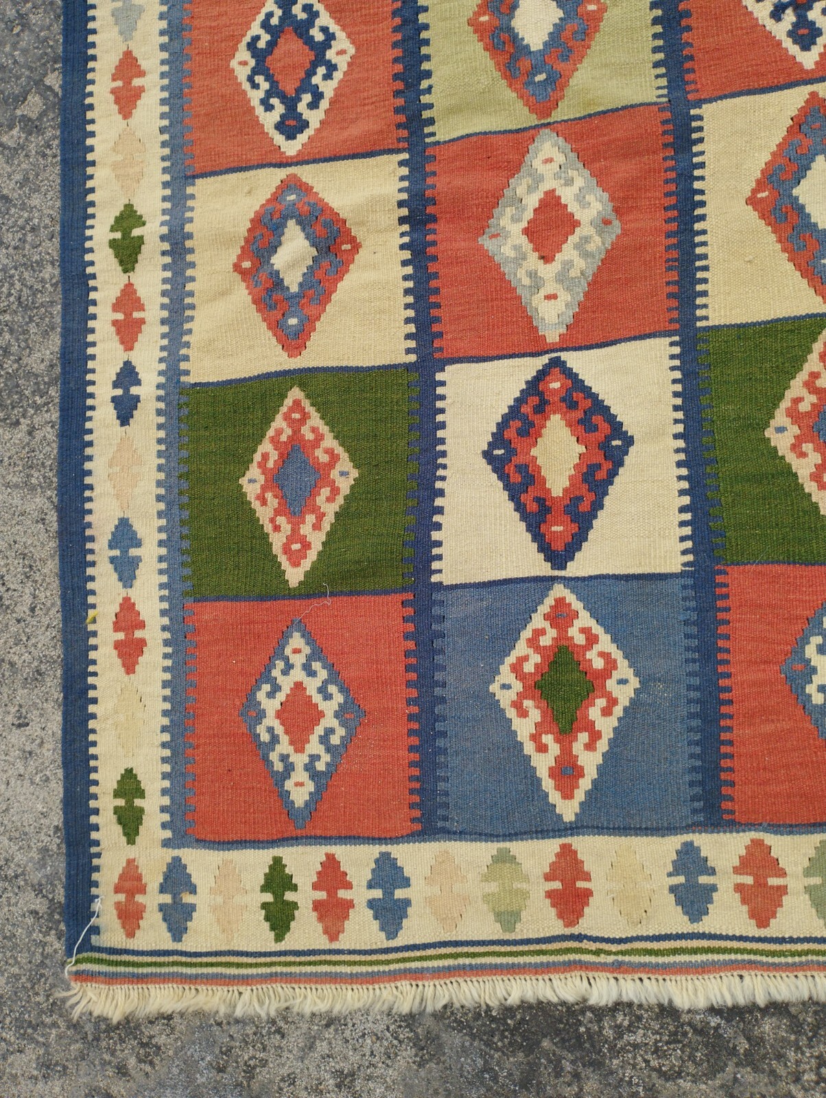 Antique Traditional Oriental Multicolor Wool Kilim Rug Carpet 156×103 cm