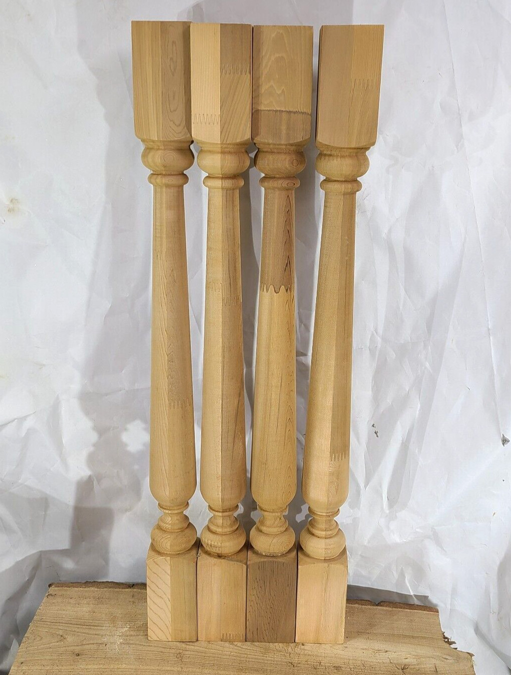 Vintage Cedar? Turned Wood Spindle Balusters 29 x 2 1/2 inches Lot of 4