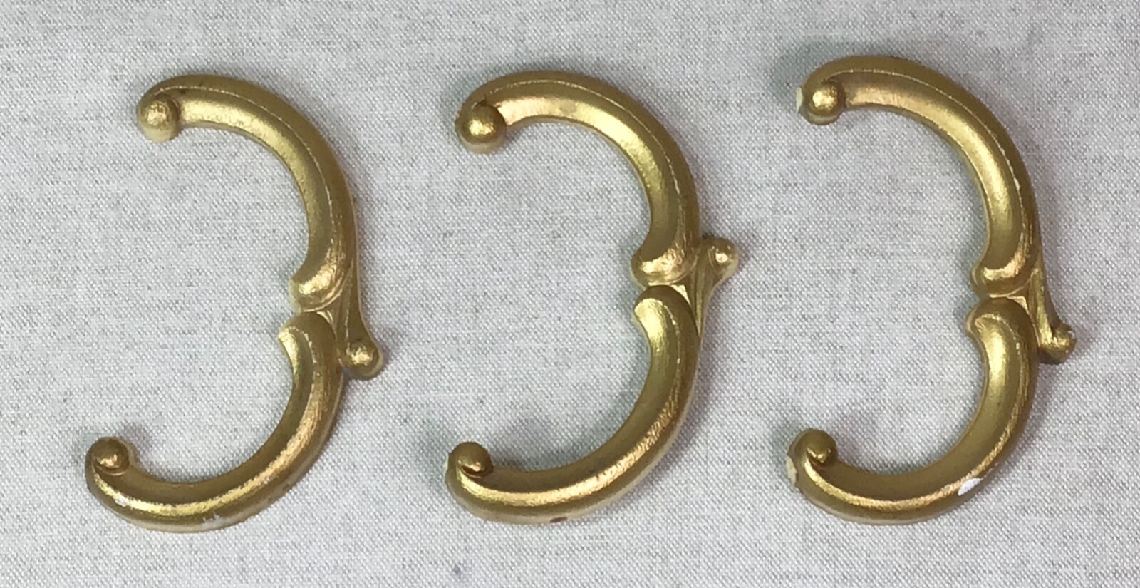 Vintage Dresser Trim Gold MCM French Provincial Salvage Swirl Appliqué Lot of 3