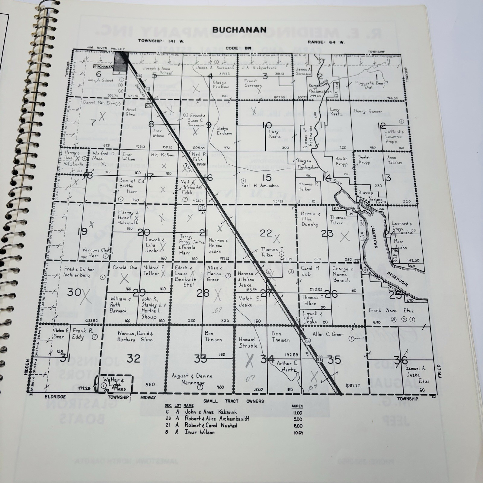Stutsman County North Dakota 1972 Midland Atlas