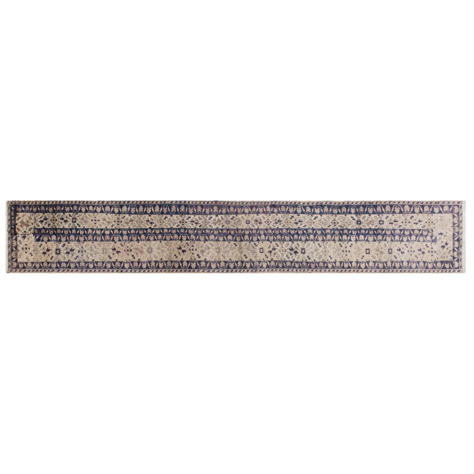 Handwoven Oushak Runner Rug 52×347 cm / 1.7×11.4 ft, 60+ Years Old