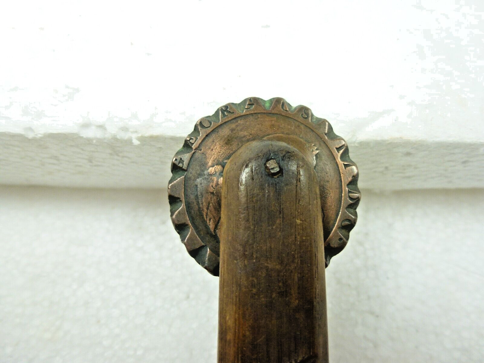 Antique 19th Century Handmade Pie Crimper Maple Handle 1797 Britannia Penny