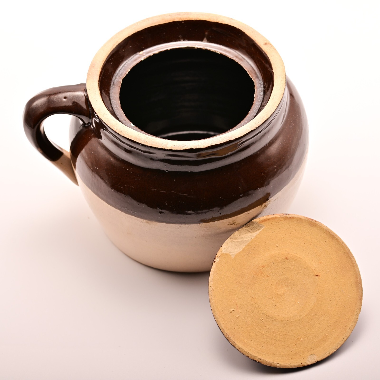 Antique Original Vintage Americana Stoneware Pottery Crock Bowl Ceramic Lid Jar