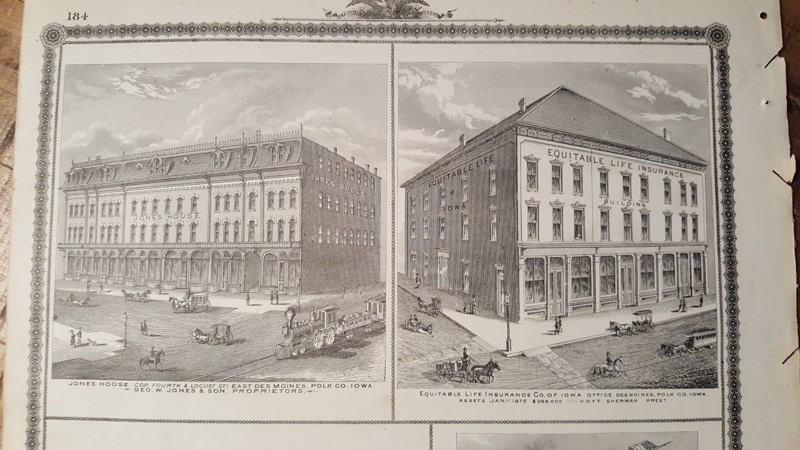 Antique Engravings – W.S. GRIMES INFIRMARY ++, IOWA – Andreas Atlas Co. 1875