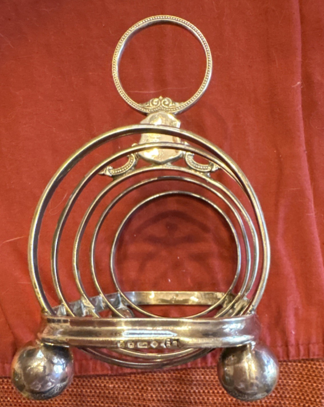 Silver Toast Rack United Kingdom 6 Slot Ball Feet Decorative Handle