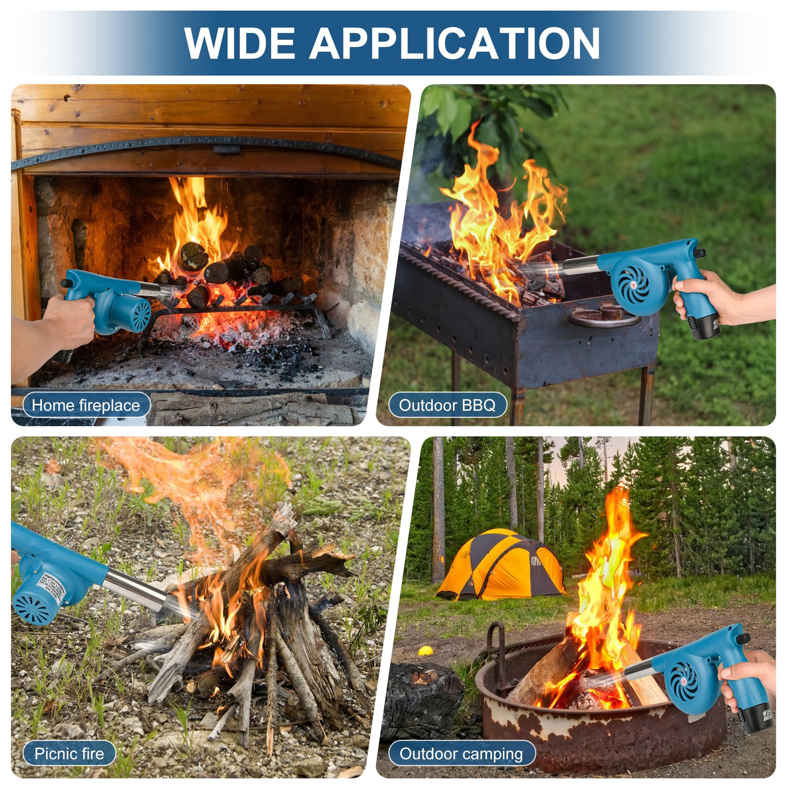 Electric Bellows Portable Fireplace Tools 12V 5000 RPM Fan Bellows Fire Wood …