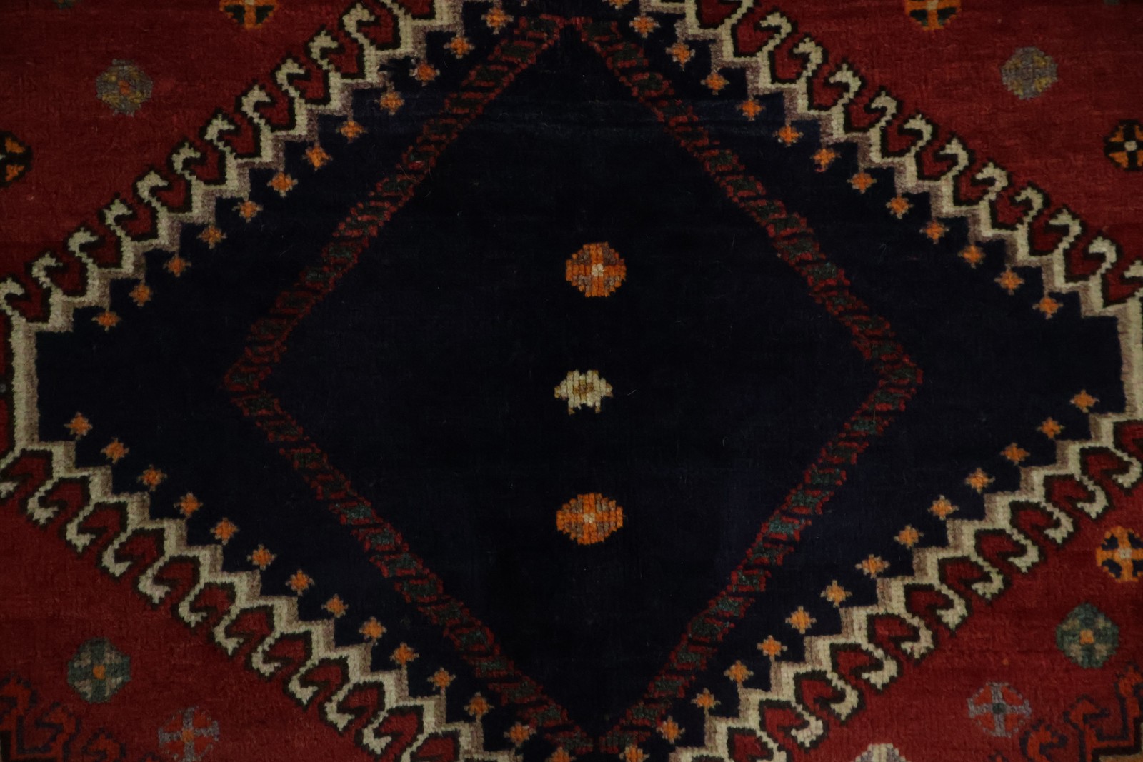 Vintage Vegetable Dye Area Rug 5×6 Handmade Wool Geometric Red/ Ivory Carpet