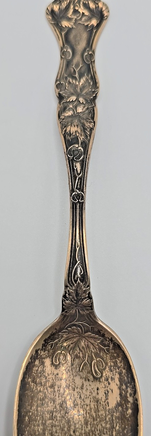 Antique 1895 Sterling Silver Maple Leaf Serving Spoon Victorian Art Nouveau 6.25