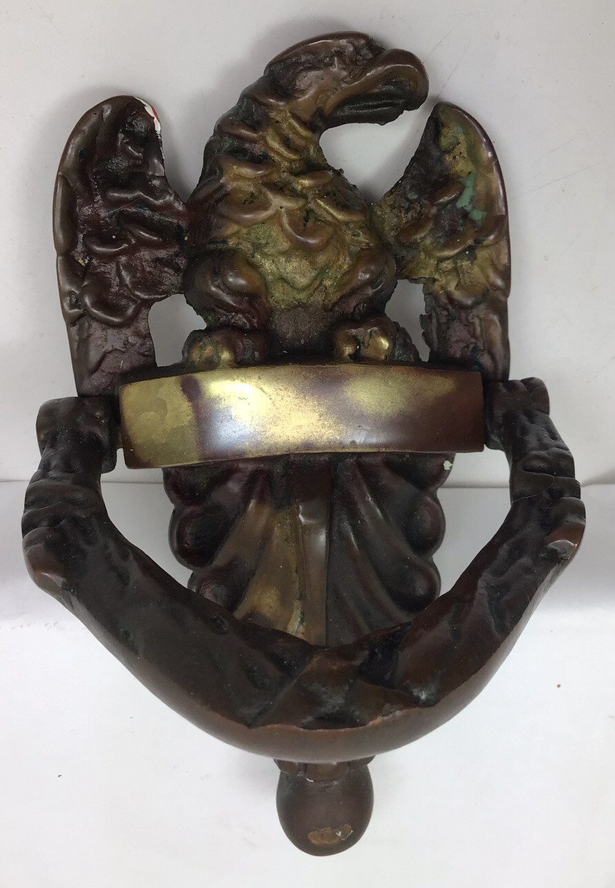 Vintage Brass American Eagle Door Knocker Original Patina 6.75”H Very Heavy(4)
