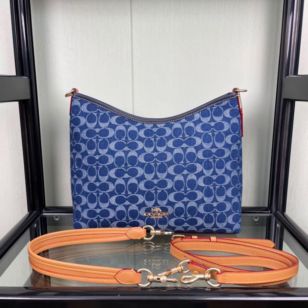 COACH Laurel Shoulder Bag Signature Denim Denim/Natural CY702 NEW #ZJ