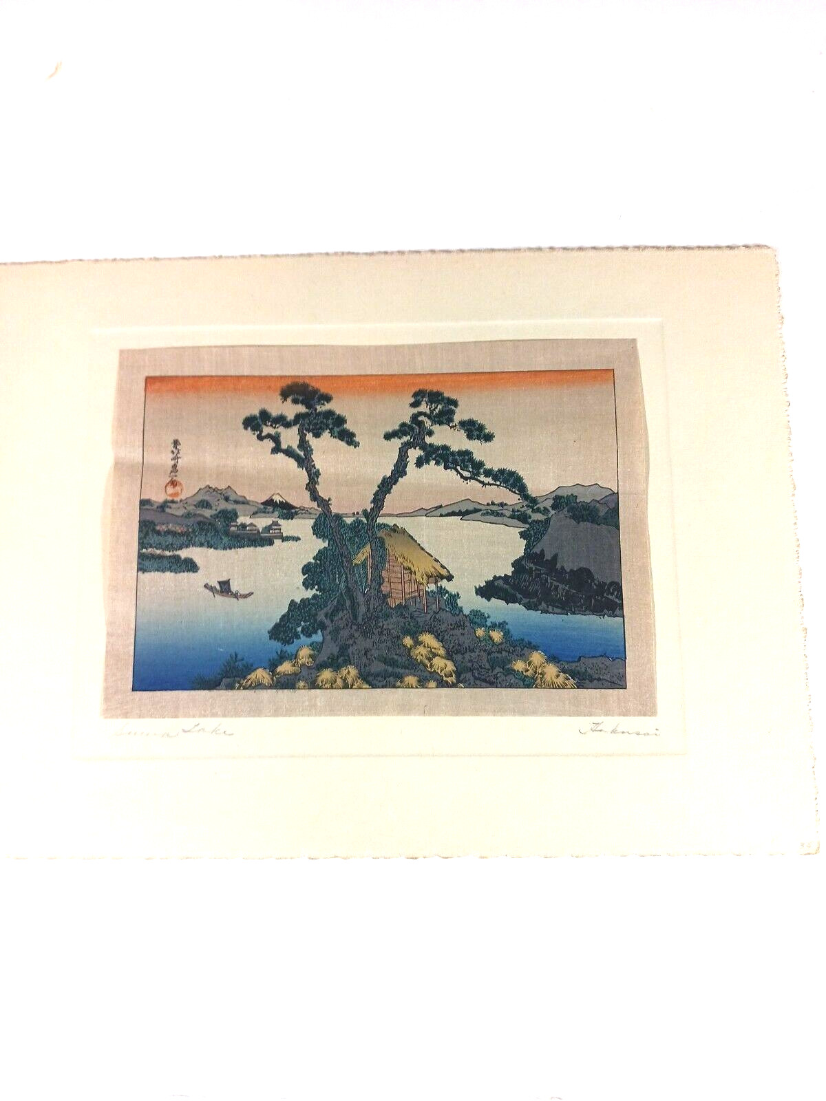 Hokusai Ukiyo-E Japan Woodblock Print Reprint Suwa Lake Sima Art Co. pre-1940