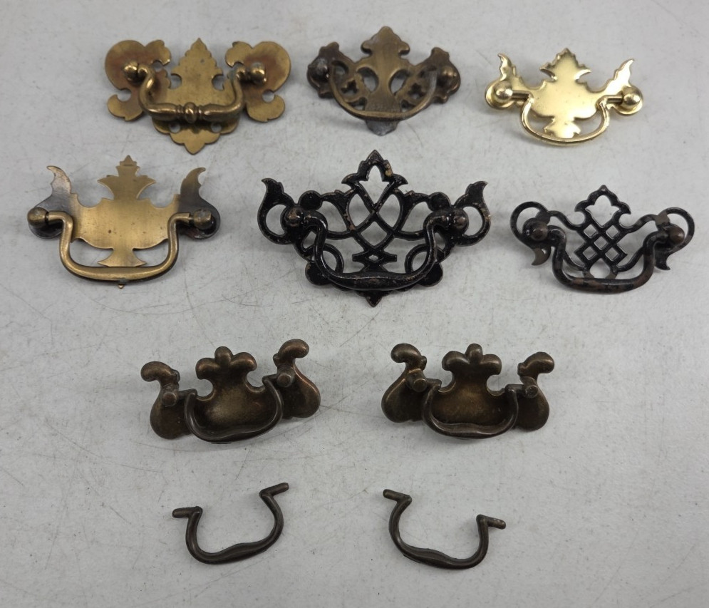 Vintage Lot of 8 Random Drawer Pull Handles Bail Pulls Dresser Cabinet Cupboard