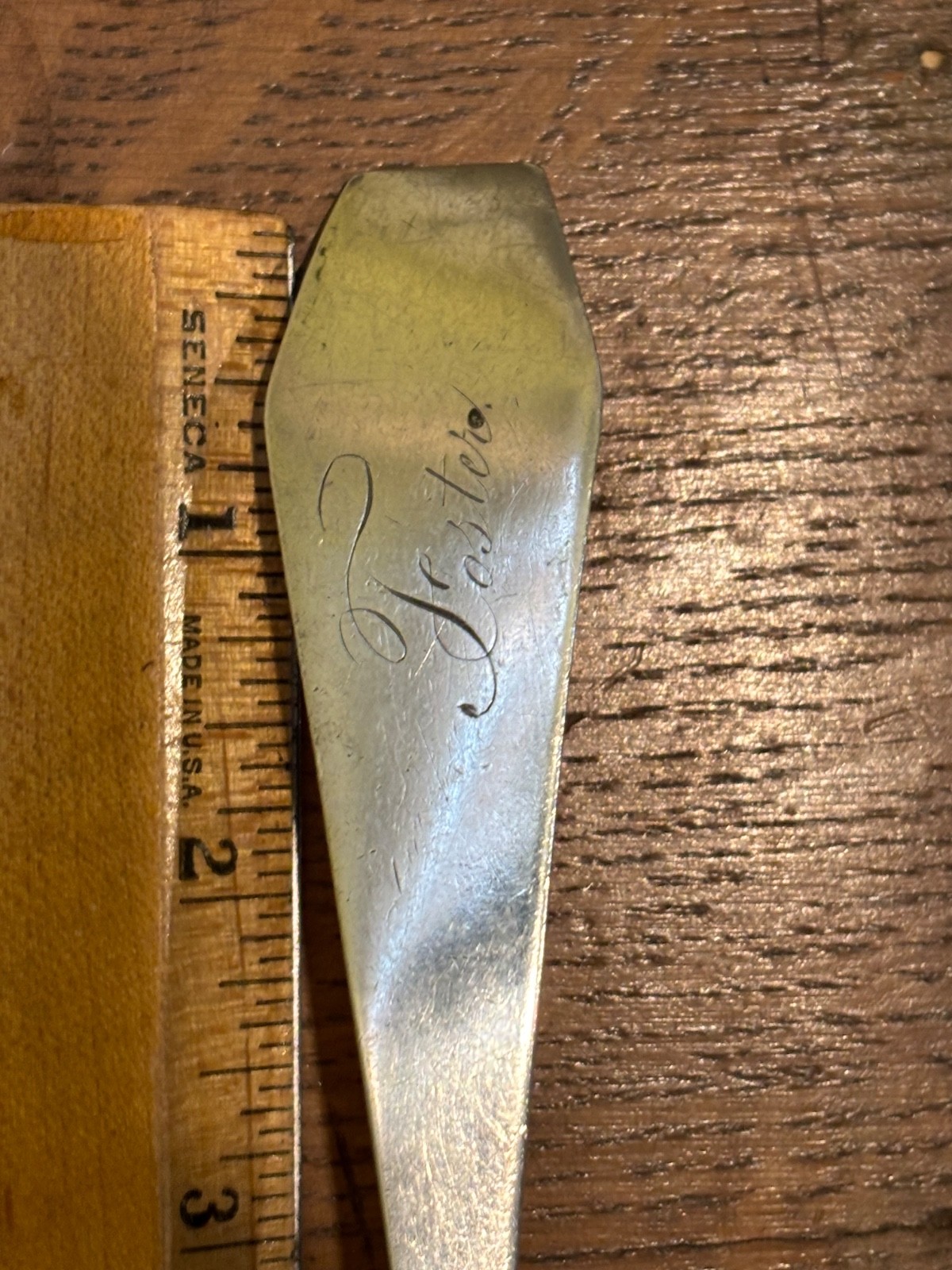 1790s JW Ellingwood Beverly MA coffin tip end Coin silver 9.25” stuffing spoon
