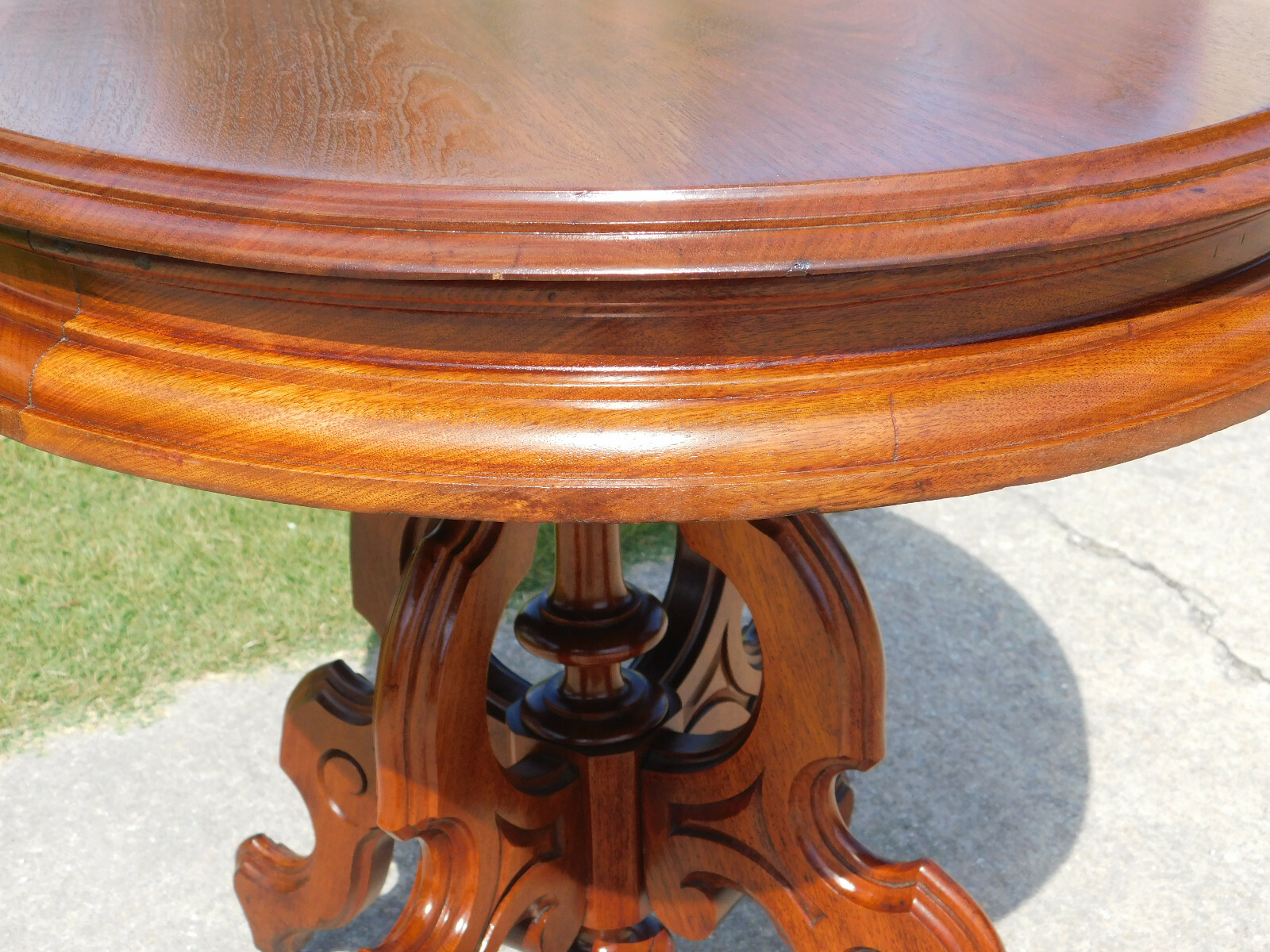 Solid Walnut Victorian Center Lamp Table circa 1865