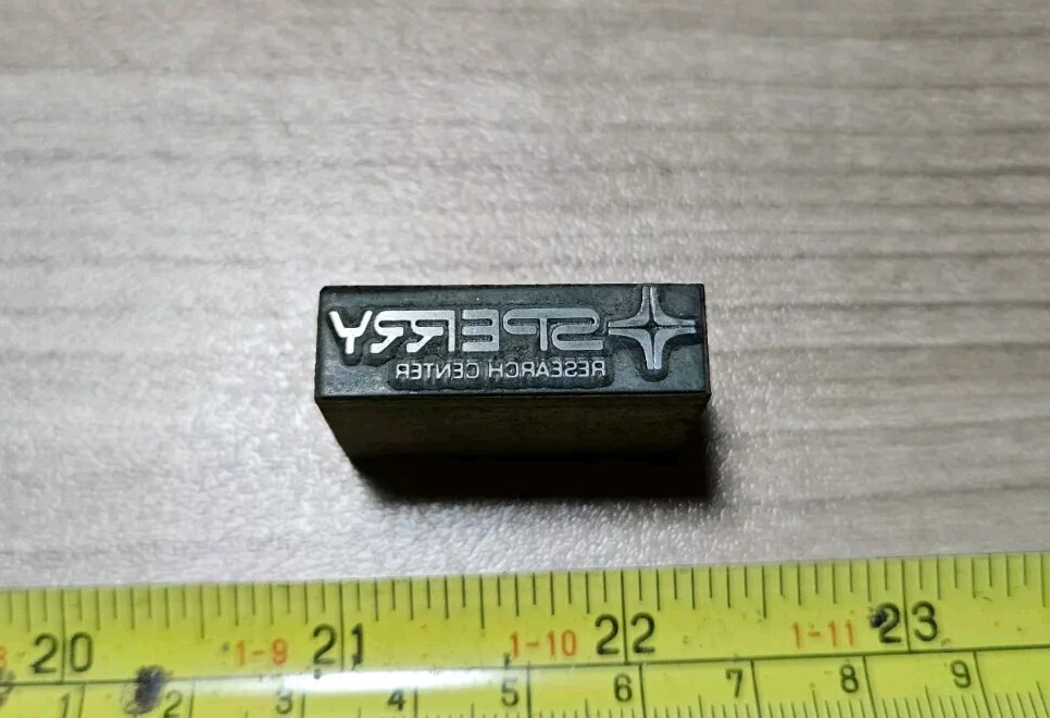 Vintage Letterpress Printing Block Sperry Research Center Advertising