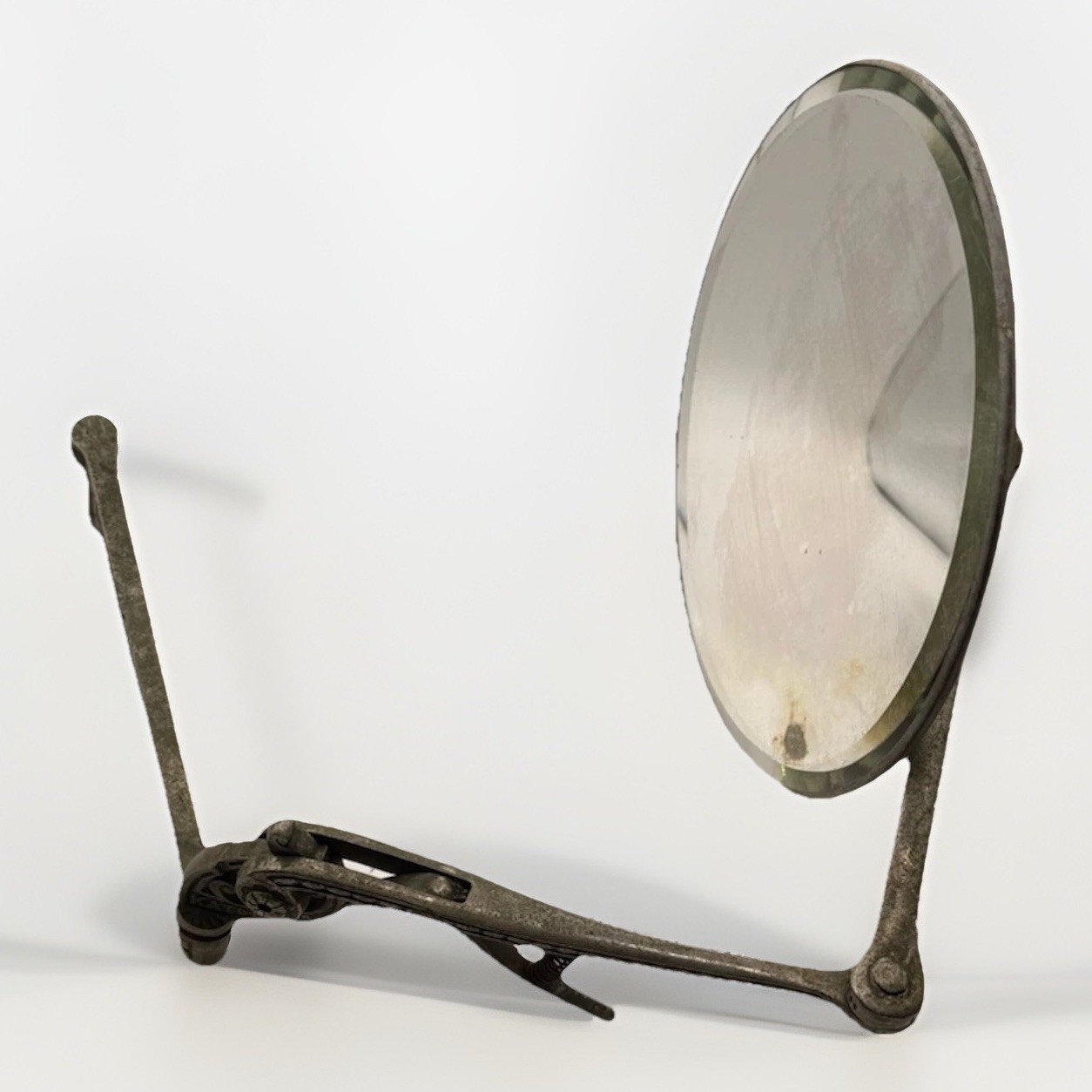 Antique Victorian KATO Shaving Mirror 18” Filigree Articulated Swing Arm Fixture