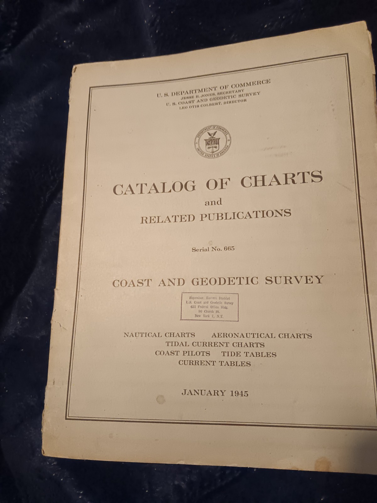 US Department of Commerce – Catalog of Charts