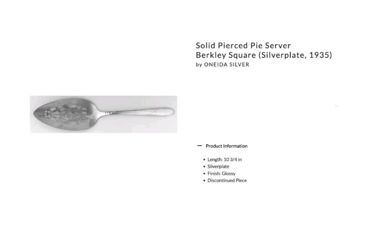 Antique Pierced Pie / Cake Server Berkley Square Silverplate 1935 Oneida Silver