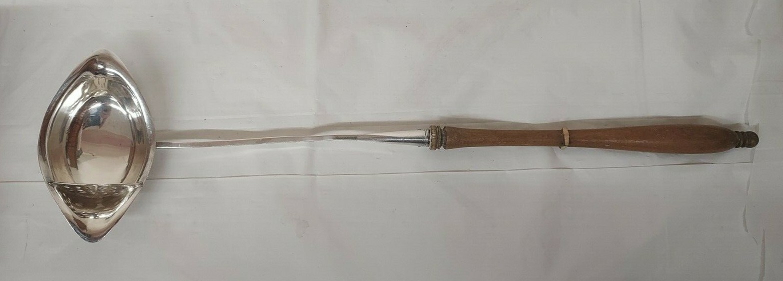 Antique Barker Brothers or BARKER ELLIS 15″ Double Scoop STRAINING Ladle NICE!