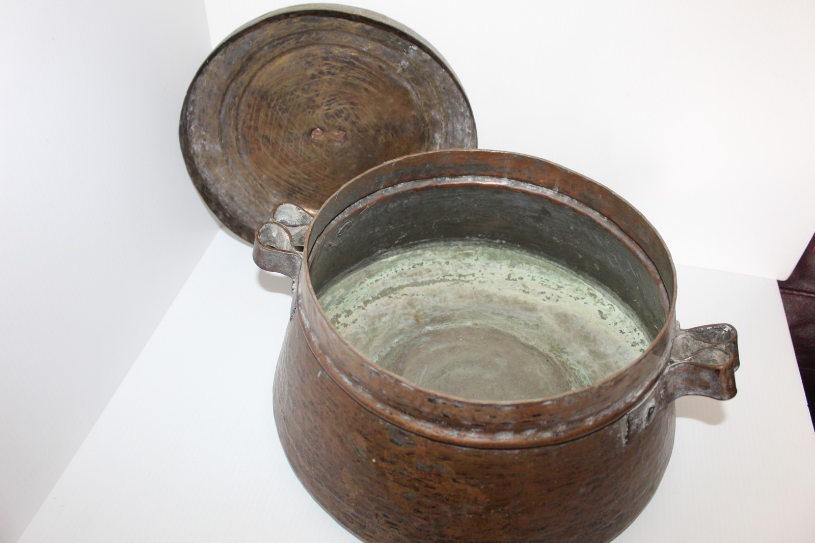 Hand Hammered Copper Pot with Engraved Brass Lid Middle Eastern Islamic