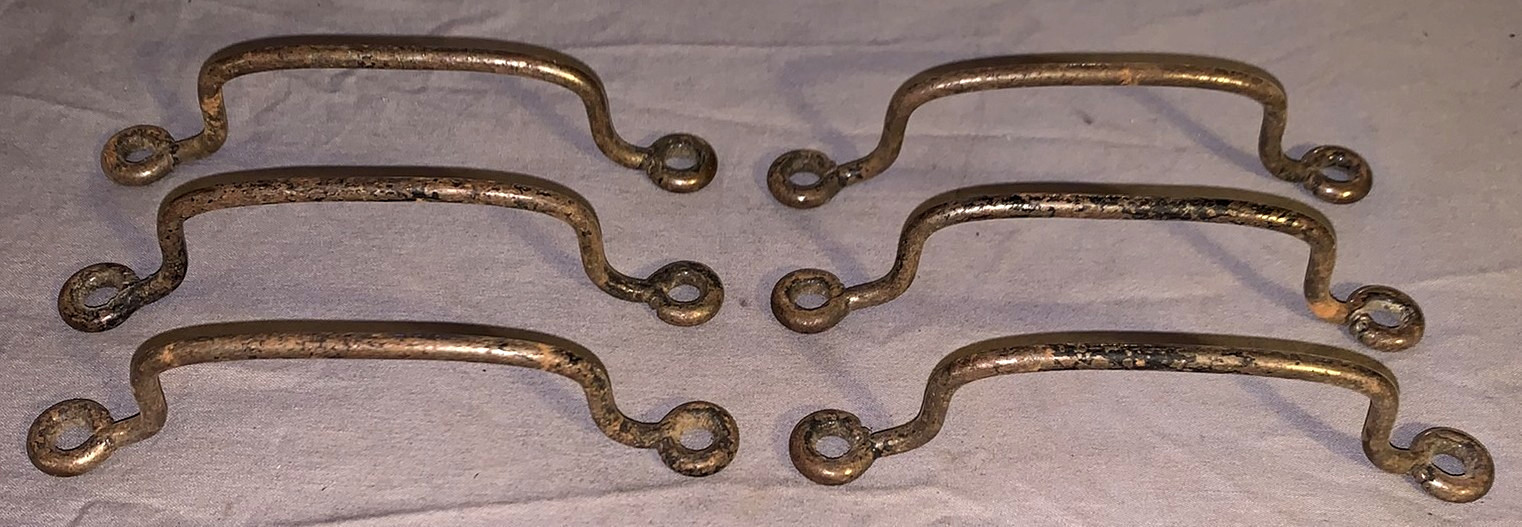 Set 6 Primitive Antique Metal Drawer Pulls