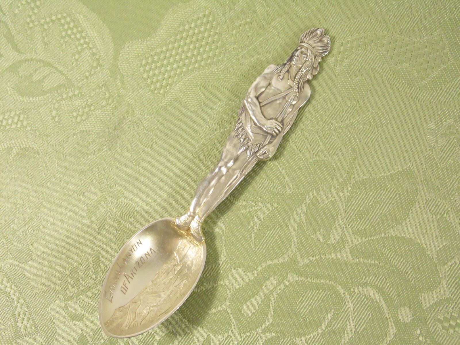 FIGURAL NATIVE AMERICAN ~ STERLING “GRAND CANYON” SOUVENIR SPOON by MECHANICS