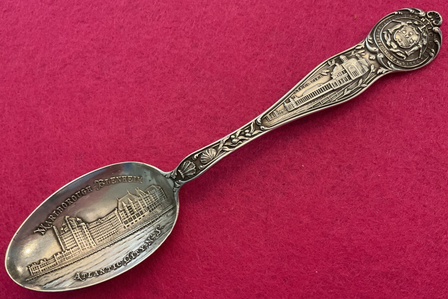 Marlborough Blenheim Atlantic City Pier Rolling Cart Sterling Souvenir Spoon 21g