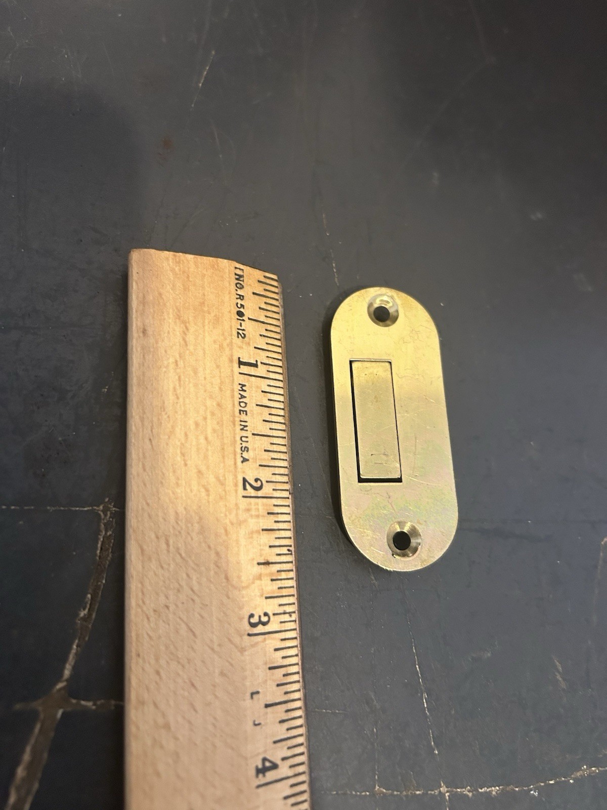 RARE 2 1/2” X 1” BRASS DOOR LOCK SLIDE BOLT LATCH SPRING LOAD STRIKE PLATE CATCH