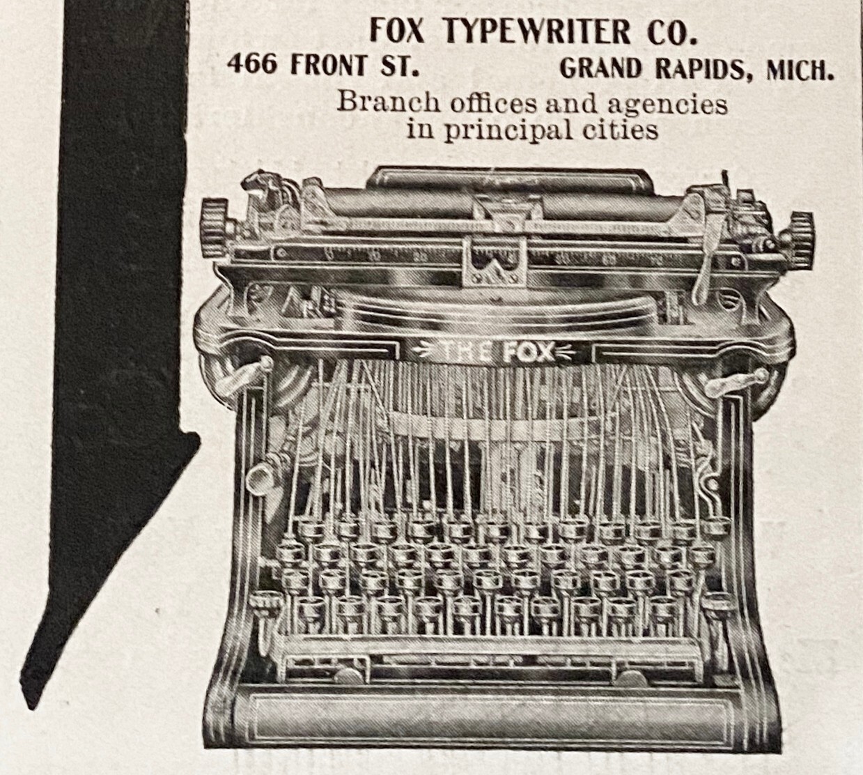 1905 FOX TOUCH TYPEWRITER Grand Rapids,Mich. Office Writing Machine Vtg Print Ad