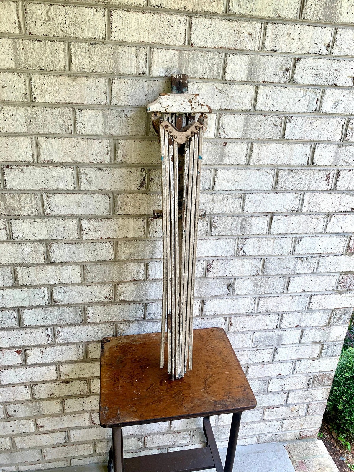 Late 1800’s Distressed Clothes Drying Rack | L. Hopkins Wall Clothes Rack