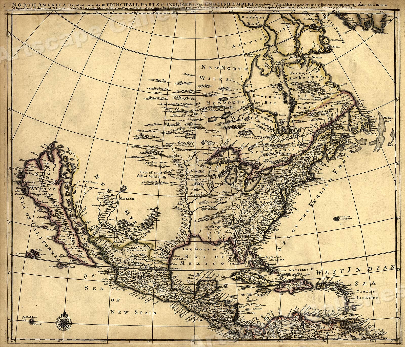1685 Map of the English Empire in America – 16×20