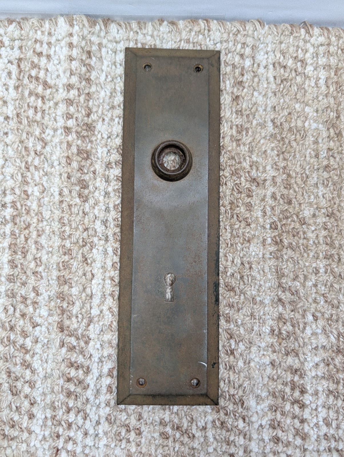 2 3/4″ x 10″ Antique Stamped Steel Door Knob Plate