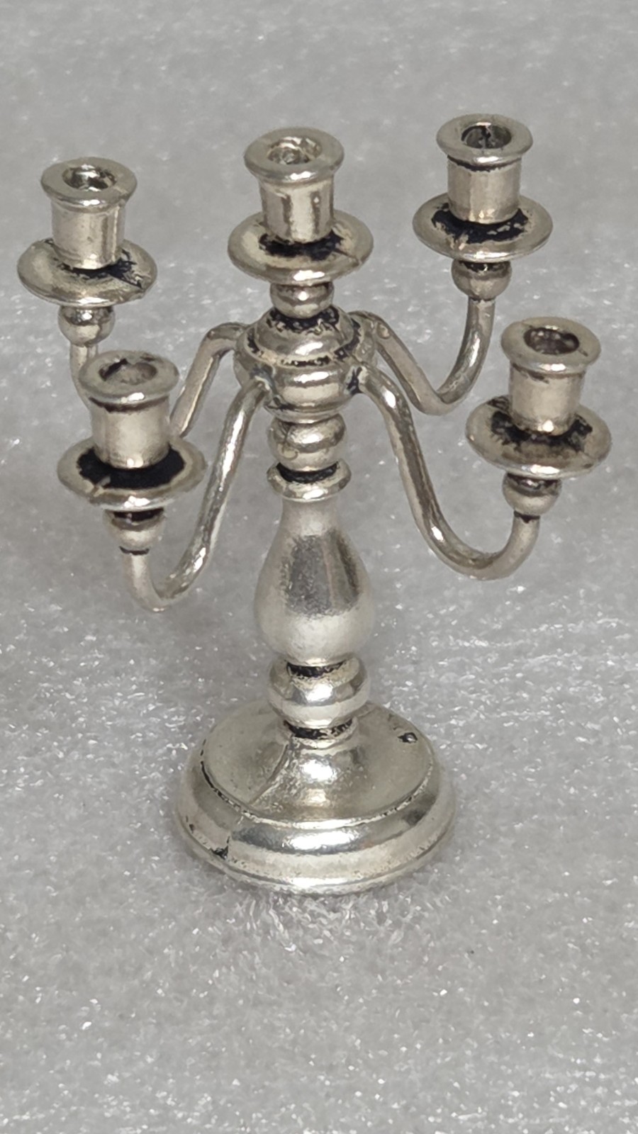 1- Vintage Miniature Sterling Silver 5 Candlestick Holder 1-5/8″ Tall.