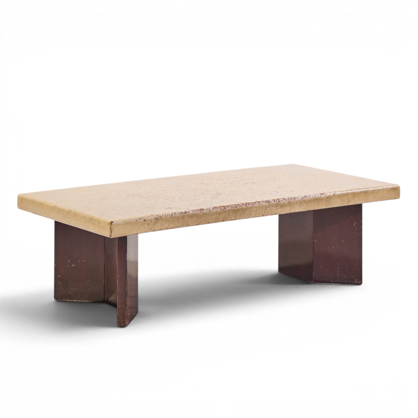 Paul Frankl for Johnson Furniture Mid Century Mahogany and Cork Coffee Table