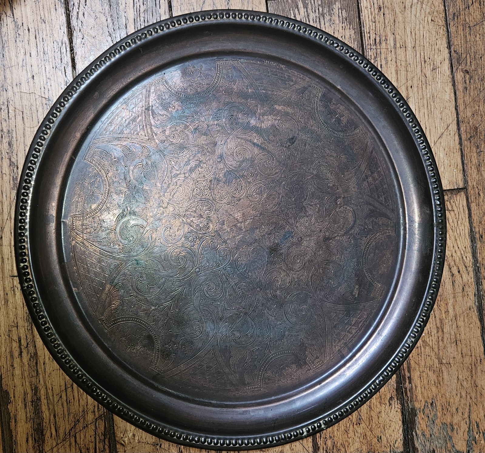 Arts & Crafts Copper Serving Plate(stamped on back/numbered on front)