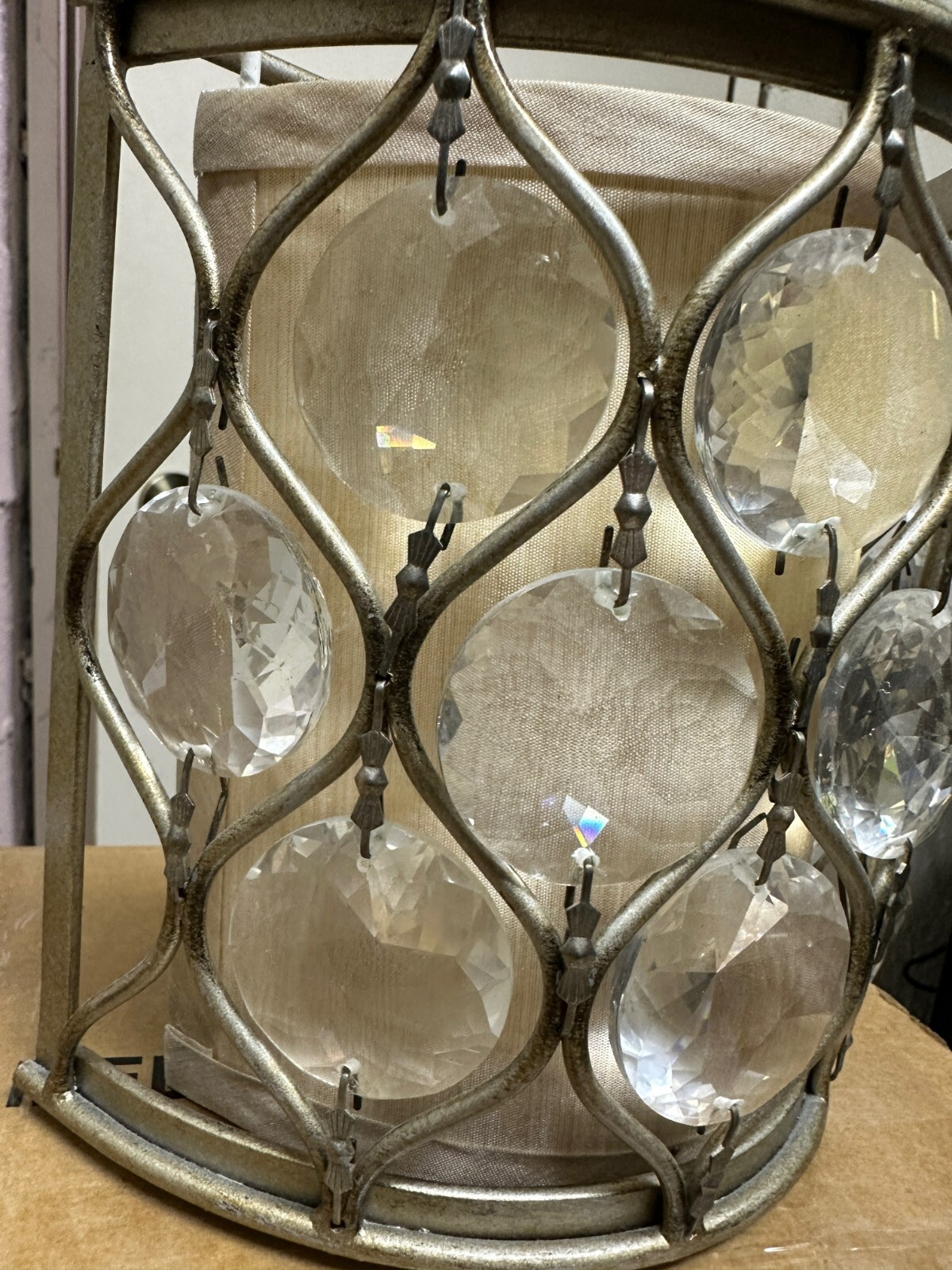 21st Century Contemporary Crystal and Silver Wall Sconces, a Pair
